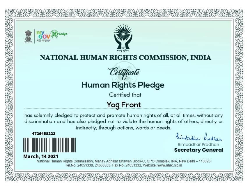 National Human Rights Commission : Yog Front