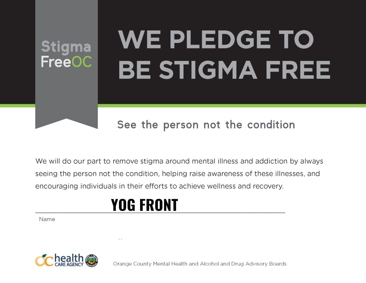 Stigma Free : Yog Front